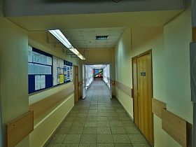 стенды на стенах коридора школы