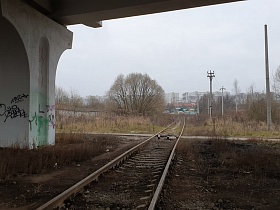 Железная дорога под эстакадой